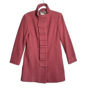 Garnet Hill NWT Sz 4 Long‎ Wool Ruffle Front Coat sophisticated duchess royal